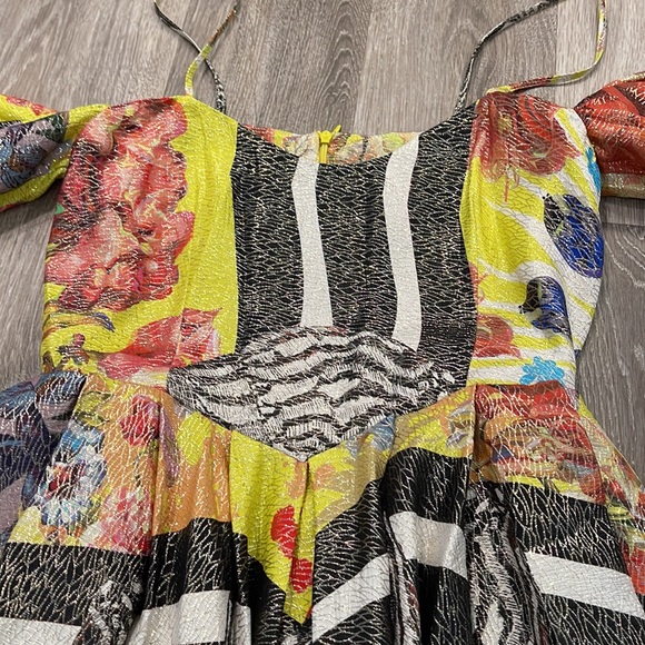 LEITMOTIV Leitmotiv Off Shoulder Sea Dress shimmer party cocktail sz 42 2 - Picture 4 of 8